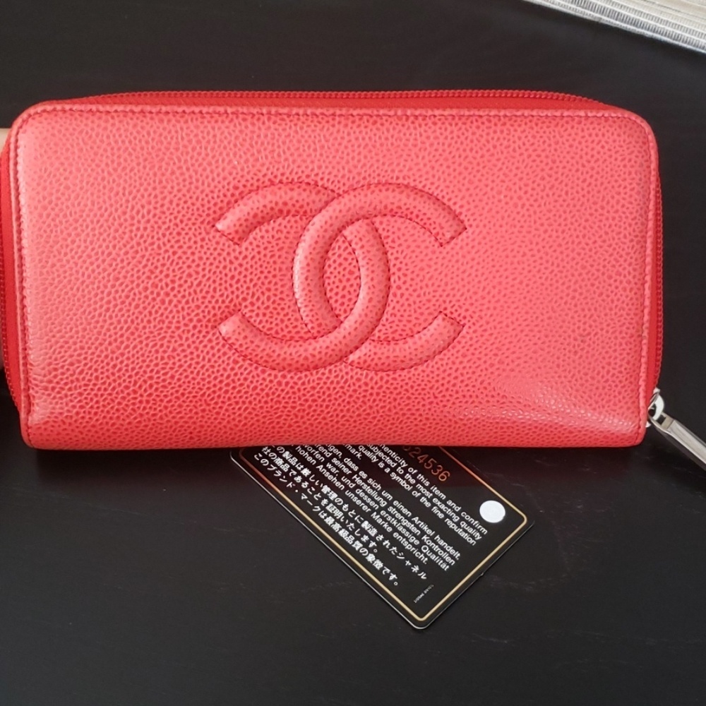 Authentic Chanel Timeless zipped long wallet